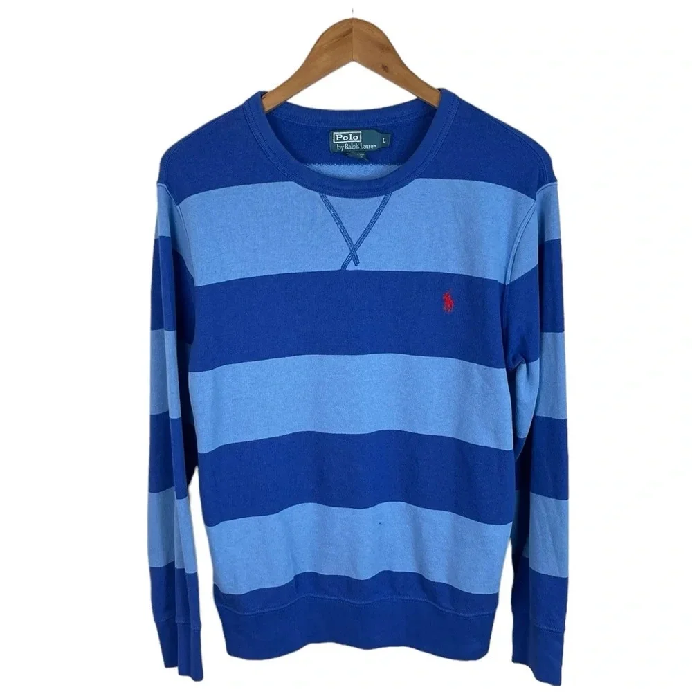 LS324 Men’s Polo Ralph Lauren Designer Color Block Crew Sweatshirt L